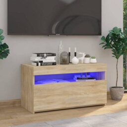 Vidaxl Tv Cabinet With Led Lights Sonoma Oak 75X35X40 Cm