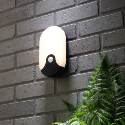 Litecraft Alford Black Oval Outdoor Wall Light Led Bulkhead With Pir Sensor - image 1