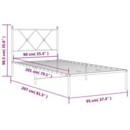 Berkfield Metal Bed Frame Without Mattress With Headboard White 90X200Cm - thumbnail 8