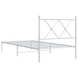 Berkfield Metal Bed Frame Without Mattress With Headboard White 90X200Cm - thumbnail 6