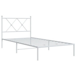 Berkfield Metal Bed Frame Without Mattress With Headboard White 90X200Cm - thumbnail 3