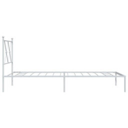 Berkfield Metal Bed Frame Without Mattress With Headboard White 90X200Cm - thumbnail 5