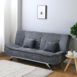 Living And Home 3 Seat Linen Sofa Couch 3 Seater Convertible Sleeper Sofa Bed With Metal Leg Grey - thumbnail 2