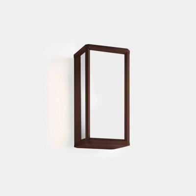 Luminosa Lighting Luminosa Skat Outdoor Led Mini Box Wall Lantern Brown, White Ip65 9W 2700K
