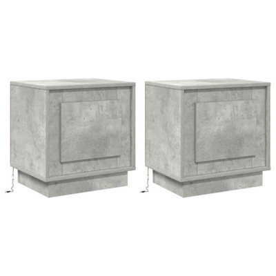 Berkfield Modern Bedside Cabinets With Led Lights 2 Pcs Concrete Grey 44X34,5X45 Cm