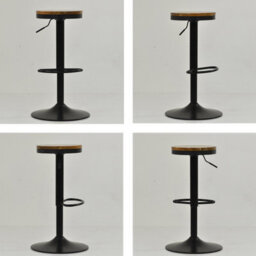 Lakeland Furniture Sweeny Dark Wood Black Adjustable Base Bar Stool - thumbnail 2