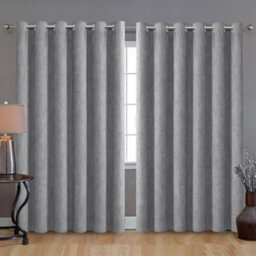 Bedlooms Charcoal Linen Curtain 100% Blackout Thermal Insulated Eyelet Curtain (Pair) 90 X 90 Inches With Tie Back Two - thumbnail 9