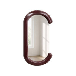 Sweeek - Oval Mirror With Wood Decor Burgundy 91X3.5X50 Cm - Link - thumbnail 3