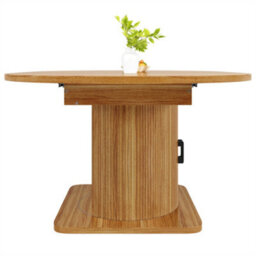 Abrihome Natural Brown Extendable Folding Dining Table With Wine Rack & Storage, Space-Saving - thumbnail 7