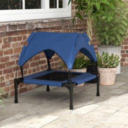 Pawhut Cooling Raised Dog Bed W/ Breathable Mesh, For S, M Dogs - Dark Blue - thumbnail 9