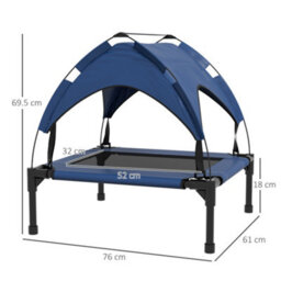 Pawhut Cooling Raised Dog Bed W/ Breathable Mesh, For S, M Dogs - Dark Blue - thumbnail 3