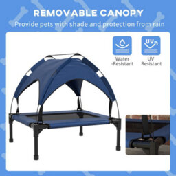 Pawhut Cooling Raised Dog Bed W/ Breathable Mesh, For S, M Dogs - Dark Blue - thumbnail 5