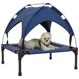Pawhut Cooling Raised Dog Bed W/ Breathable Mesh, For S, M Dogs - Dark Blue - thumbnail 2