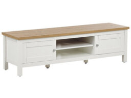 Beliani 140 Cm Tv Stand White And Light Brown Mdf With Cable Hole - thumbnail 3