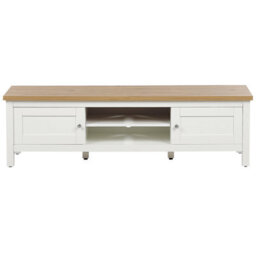 Beliani 140 Cm Tv Stand White And Light Brown Mdf With Cable Hole - thumbnail 1