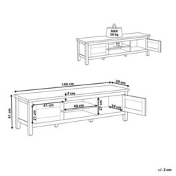 Beliani 140 Cm Tv Stand White And Light Brown Mdf With Cable Hole - thumbnail 4