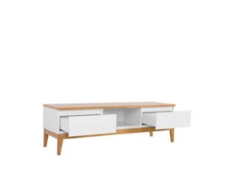 Impact Furniture Tv Cabinet Stand Entertainment Drawer Unit Modern White Gloss Oak Leg Kioto - thumbnail 4