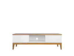 Impact Furniture Tv Cabinet Stand Entertainment Drawer Unit Modern White Gloss Oak Leg Kioto - thumbnail 5