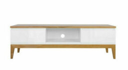 Impact Furniture Tv Cabinet Stand Entertainment Drawer Unit Modern White Gloss Oak Leg Kioto - thumbnail 1