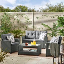 Furniturebox Arizona Rattan Garden Sofa Set, 4 Seat Outdoor Sofa Set, Grey Rattan Garden Furniture Set - Chairs,  Sofa, Coffee Set - thumbnail 1