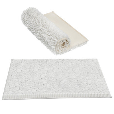 Crystals Non Slip Bath Mat Water Absorbent Shower Mats Machine Washable Bathroom Rug, White - image 1