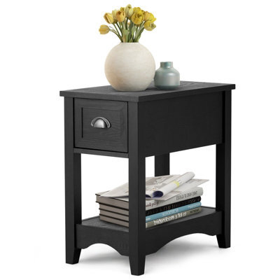Costway Side End Table Rectangular Nightstand Compact Table With 1 Drawer