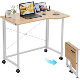 Folding Desk 90Cm Rolling Foldable Computer Desk For Small Spaces - thumbnail 1