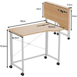 Folding Desk 90Cm Rolling Foldable Computer Desk For Small Spaces - thumbnail 2