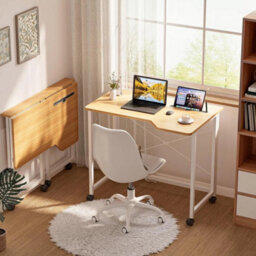 Folding Desk 90Cm Rolling Foldable Computer Desk For Small Spaces - thumbnail 4