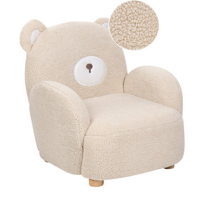 Beliani Kids Armchair Teddy Bear Boo Boucle Beige - image 1