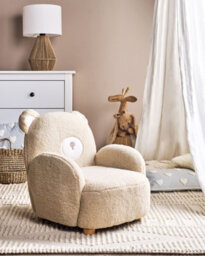 Beliani Kids Armchair Teddy Bear Boo Boucle Beige - thumbnail 2