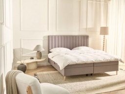 Beliani Divan Bed With Storage Fabric Officer 180 X 200 Cm (Eu Super King) Taupe - thumbnail 2