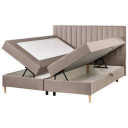 Beliani Divan Bed With Storage Fabric Officer 180 X 200 Cm (Eu Super King) Taupe - thumbnail 5