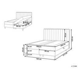 Beliani Divan Bed With Storage Fabric Officer 180 X 200 Cm (Eu Super King) Taupe - thumbnail 3