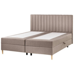 Beliani Divan Bed With Storage Fabric Officer 180 X 200 Cm (Eu Super King) Taupe - thumbnail 4