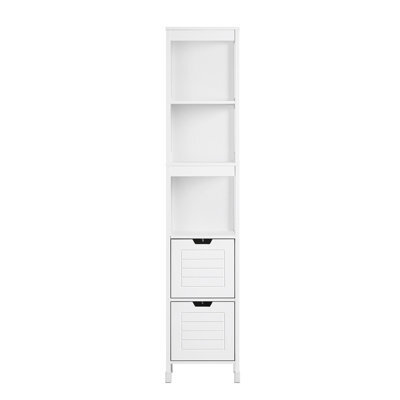 Sobuy Frg126-W, Bathroom Slim Tall Storage Cabinet 3-Tier Shelves With 2 Drawers,white,w30Xd30Xh145 - image 1