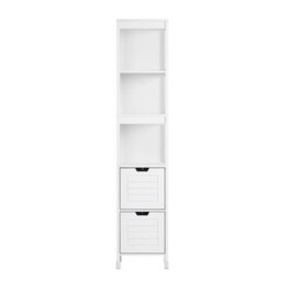 Sobuy Frg126-W, Bathroom  Slim Tall Storage  Cabinet  3-Tier Shelves With 2 Drawers,white,w30Xd30Xh145 - thumbnail 1