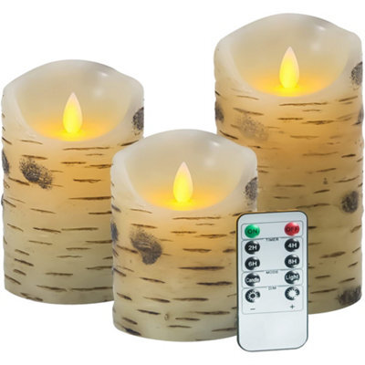 Set Of 3 LED Flameless Pillar Candles – Flickering, Battery-Operated With Remote