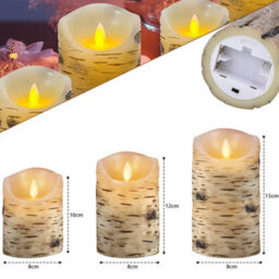 Crystals Set Of 3 Led Flameless Pillar Candles Flickering Battery Operated With Remote - thumbnail 2