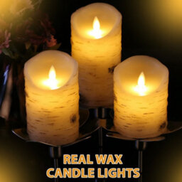 Crystals Set Of 3 Led Flameless Pillar Candles Flickering Battery Operated With Remote - thumbnail 4