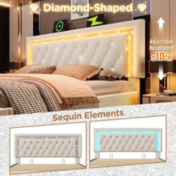Super King Velvet Hydraulic Storage Bed With Led & Tufted Headboard - thumbnail 3