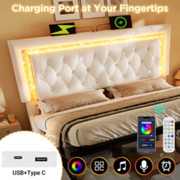 Super King Velvet Hydraulic Storage Bed With Led & Tufted Headboard - thumbnail 4
