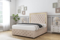 "Sloomy Sofia Gold Sand Naples Divan Bed Set No Drawers  26"" Strutted  & 12"" Footboard 4' Small Double" - thumbnail 2