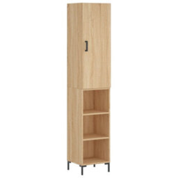 Berkfield Highboard Sonoma Oak 34.5X34X180 Cm Engineered Wood - thumbnail 2
