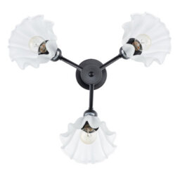 Happy Homewares Traditional Black Ceiling Light With Frosted Scallop Glass Shades - thumbnail 3