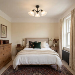 Happy Homewares Traditional Black Ceiling Light With Frosted Scallop Glass Shades - thumbnail 6