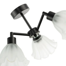 Happy Homewares Traditional Black Ceiling Light With Frosted Scallop Glass Shades - thumbnail 4