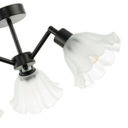 Happy Homewares Traditional Black Ceiling Light With Frosted Scallop Glass Shades - thumbnail 5