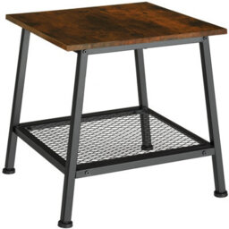 Tectake Bedside Table Bedford - Industrial Style, With Shelf And Grid Shelf, 45.5 X 45 X 47 Cm - Industrial Wood Dark, Rustic - thumbnail 1