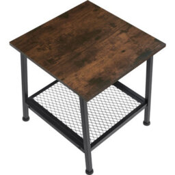 Tectake Bedside Table Bedford - Industrial Style, With Shelf And Grid Shelf, 45.5 X 45 X 47 Cm - Industrial Wood Dark, Rustic - thumbnail 3